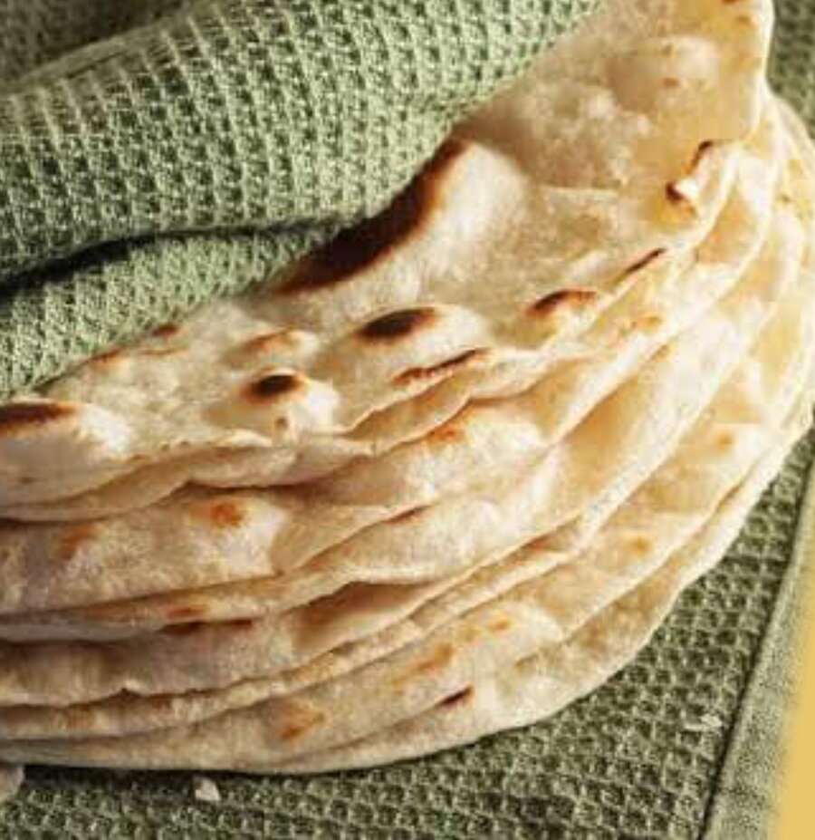 A stack of fresh whole wheat chapatis
